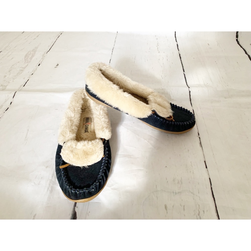 Minnetonka Blue Slippers Shoes Size 9 - Picture 3 of 12